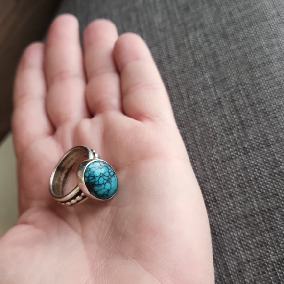 Stunning Vintage Native American Navajo Spiderweb Turquoise Ring 💍 🕷 - Picture 11 of 15